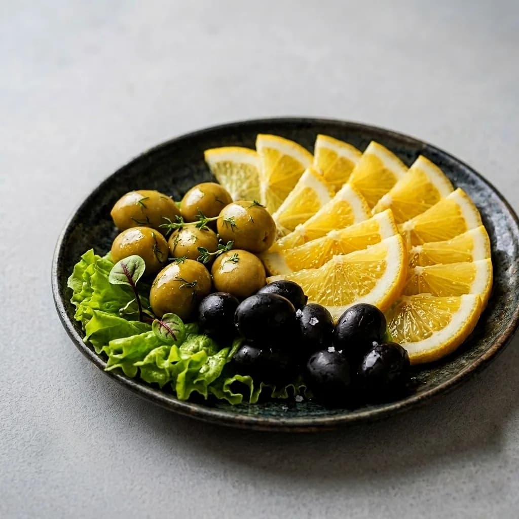 Лимон маслины \ Lemon Wedges & Black Olives